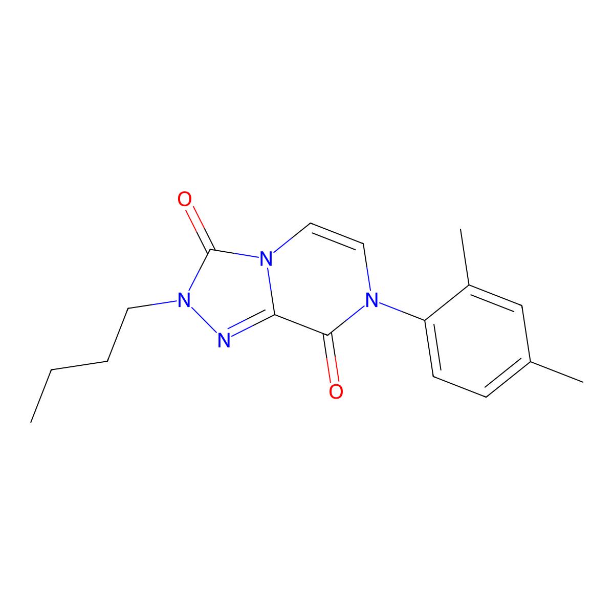 2-butyl-7-(2,4-dimethylphenyl)-2H,3H,7H,8H-[1,2,4]triazolo[4,3-a]pyrazine-3,8-dione molecular structure, CAS 3054563-04-8