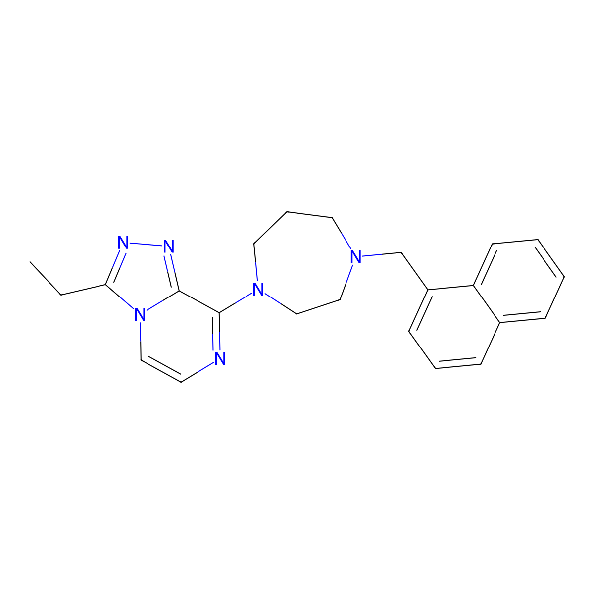 1-{3-Ethyl-[1,2,4]triazolo[4,3-a]pyrazin-8-yl}-4-[(naphthalen-1-yl)methyl]-1,4-diazepane molecular structure, CAS 3054563-08-2