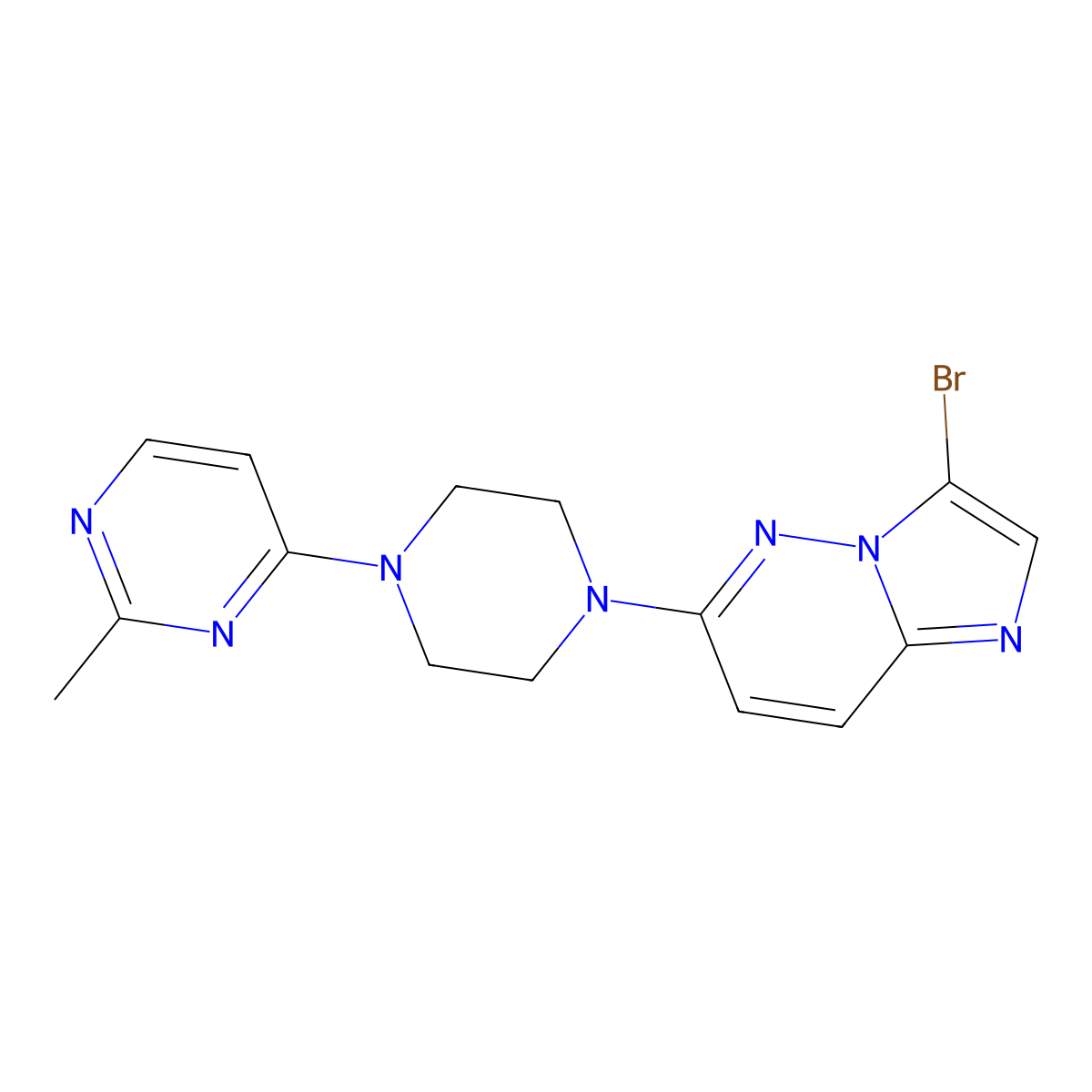 3-Bromo-6-[4-(2-methylpyrimidin-4-yl)piperazin-1-yl]imidazo[1,2-b]pyridazine molecular structure, CAS 3054563-10-6