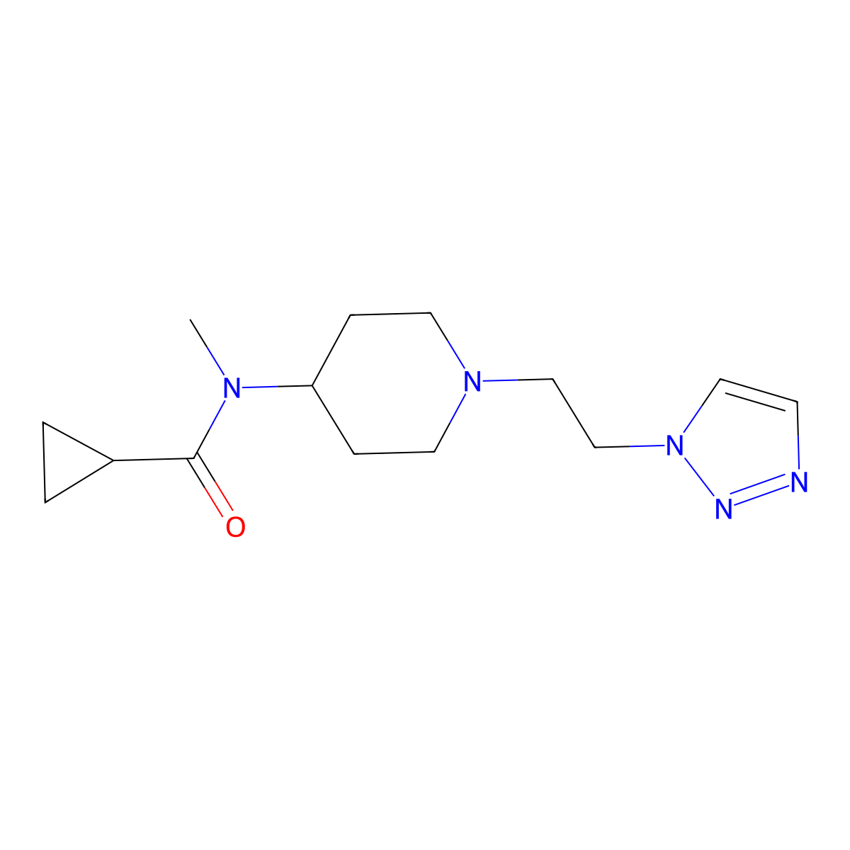 N-methyl-N-{1-[2-(1H-1,2,3-triazol-1-yl)ethyl]piperidin-4-yl}cyclopropanecarboxamide molecular structure, CAS 3054563-14-0