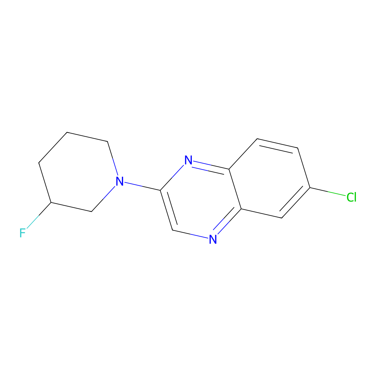 6-Chloro-2-(3-fluoropiperidin-1-yl)quinoxaline molecular structure, CAS 3054563-18-4