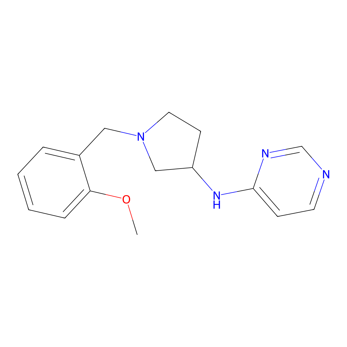 N-{1-[(2-methoxyphenyl)methyl]pyrrolidin-3-yl}pyrimidin-4-amine molecular structure, CAS 3054563-23-1