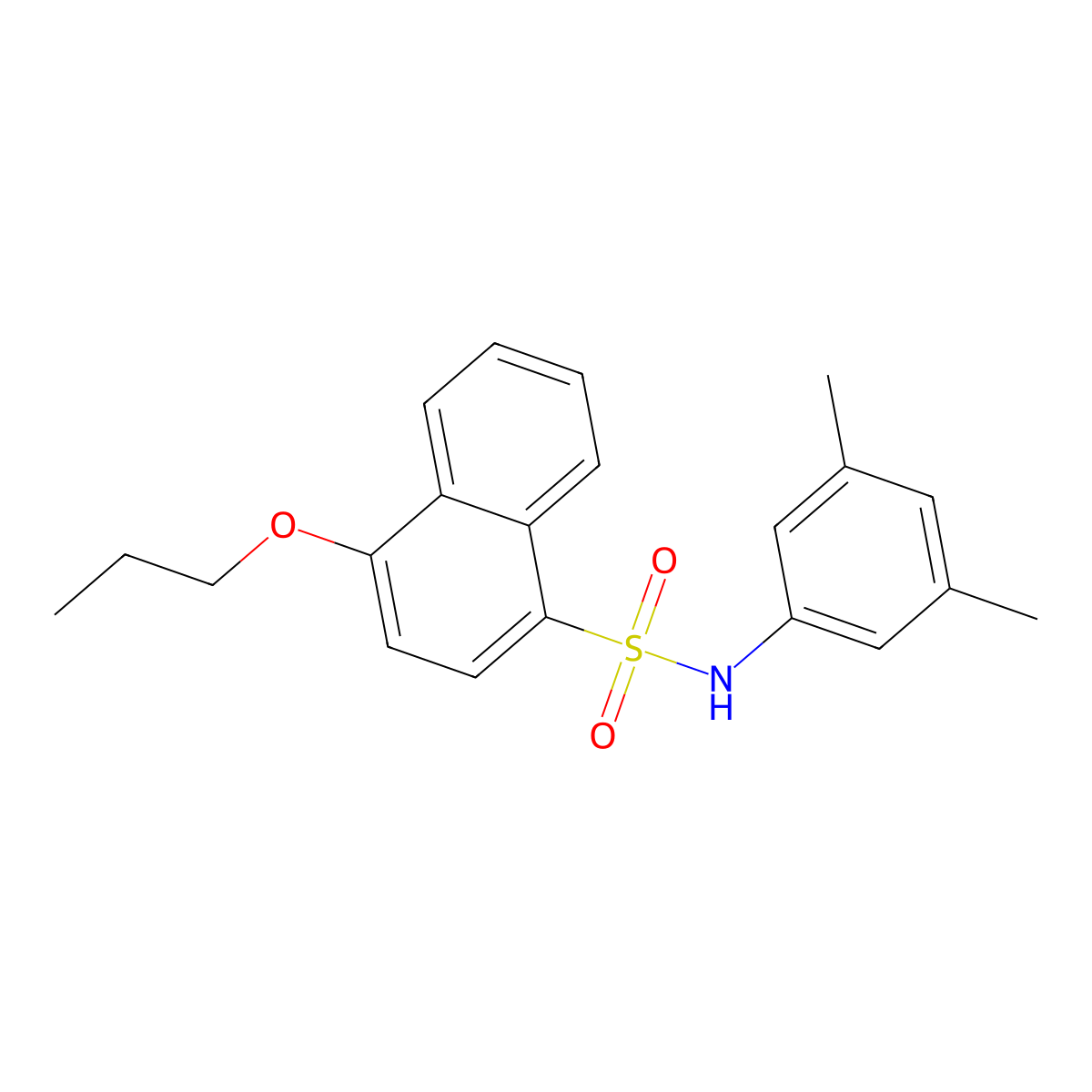 N-(3,5-dimethylphenyl)-4-propoxynaphthalene-1-sulfonamide molecular structure, CAS 3054563-30-0