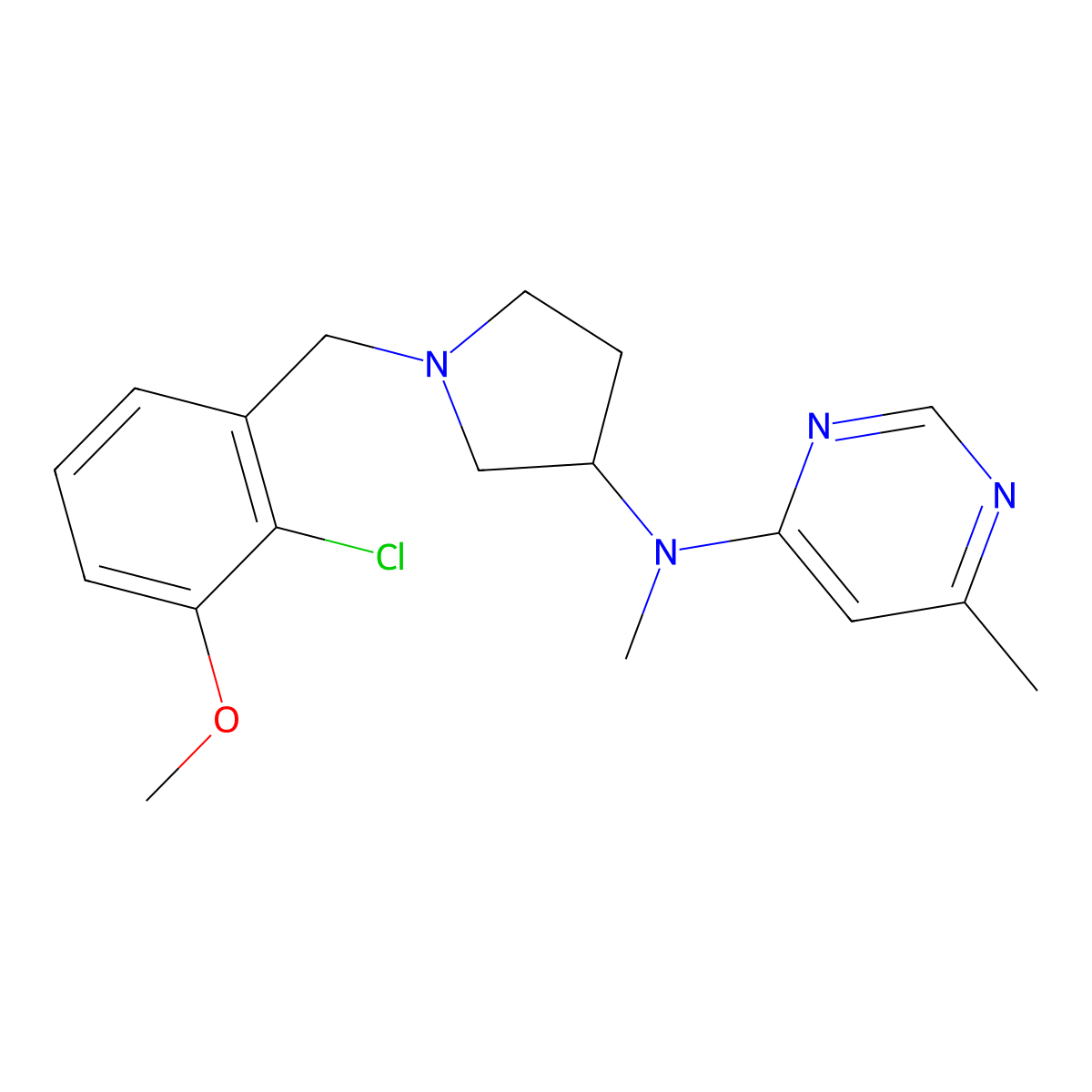 N-{1-[(2-chloro-3-methoxyphenyl)methyl]pyrrolidin-3-yl}-N,6-dimethylpyrimidin-4-amine molecular structure, CAS 3054563-36-6