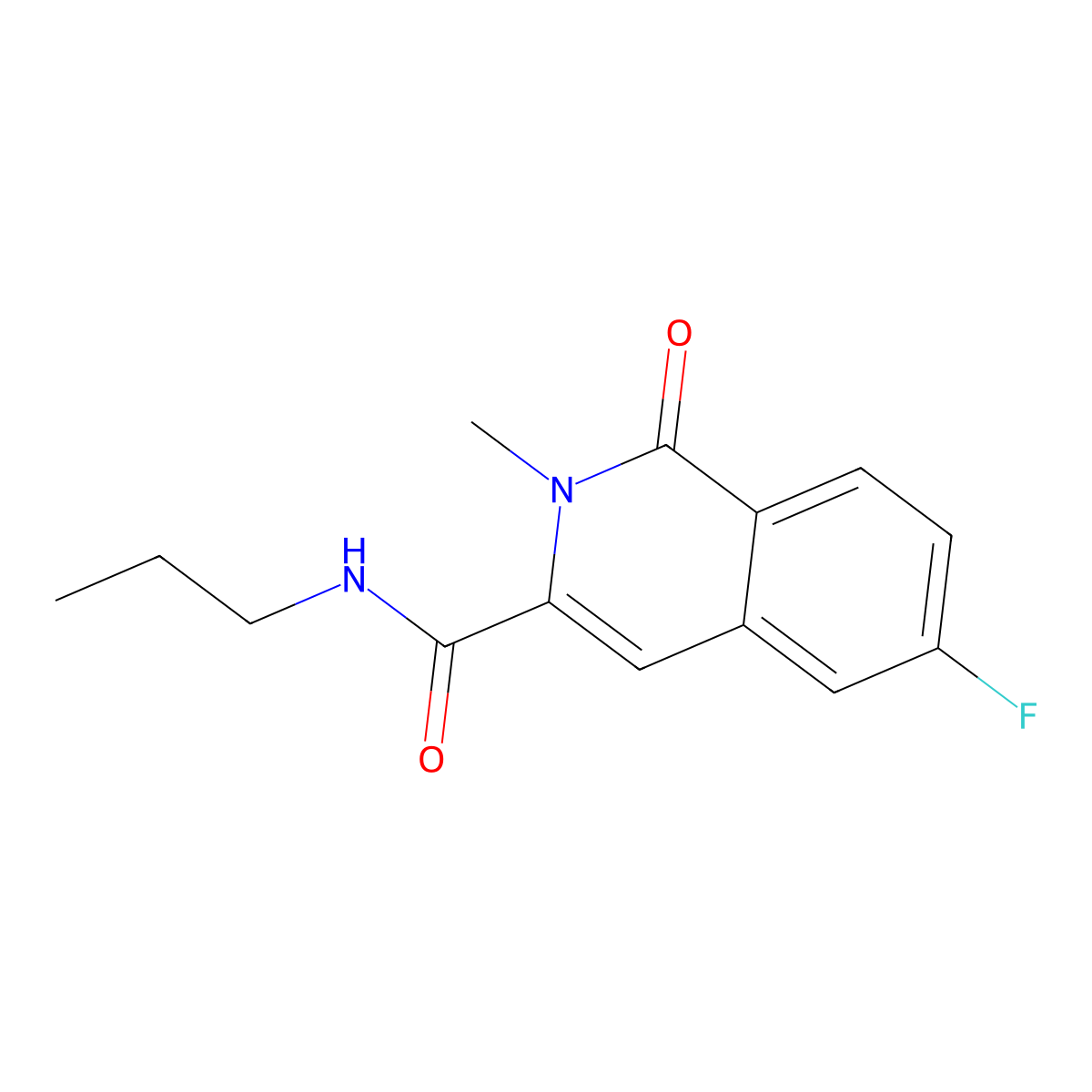 6-fluoro-2-methyl-1-oxo-N-propyl-1,2-dihydroisoquinoline-3-carboxamide molecular structure, CAS 3054563-41-3