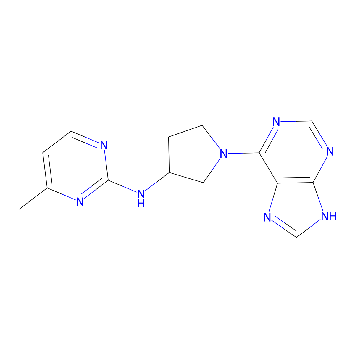 4-methyl-N-[1-(9H-purin-6-yl)pyrrolidin-3-yl]pyrimidin-2-amine molecular structure, CAS 3054563-43-5