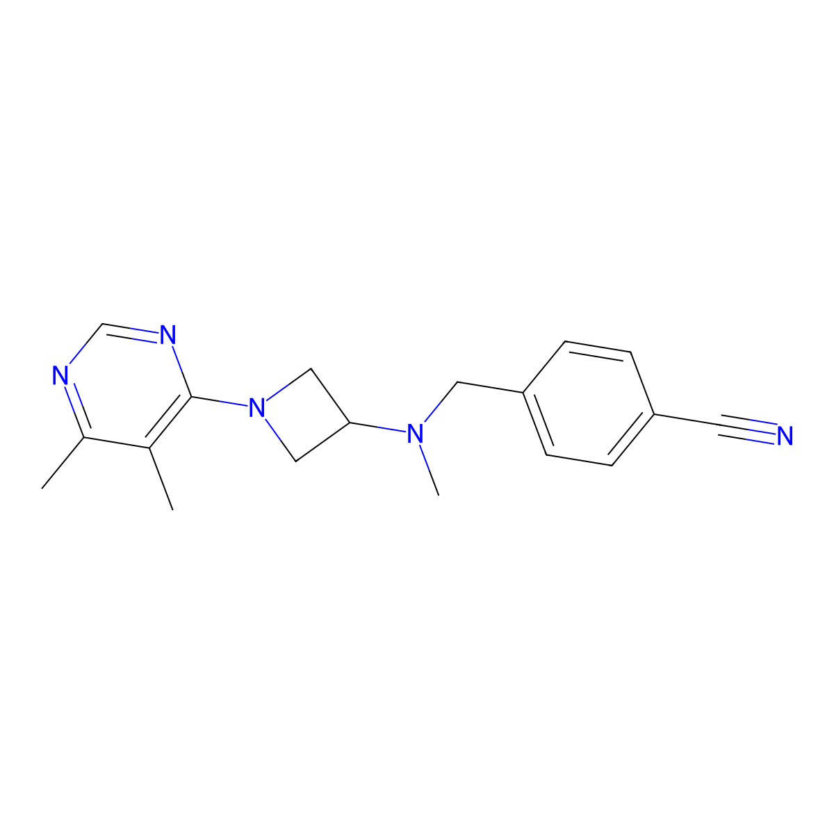 4-({[1-(5,6-Dimethylpyrimidin-4-yl)azetidin-3-yl](methyl)amino}methyl)benzonitrile molecular structure, CAS 3054563-44-6