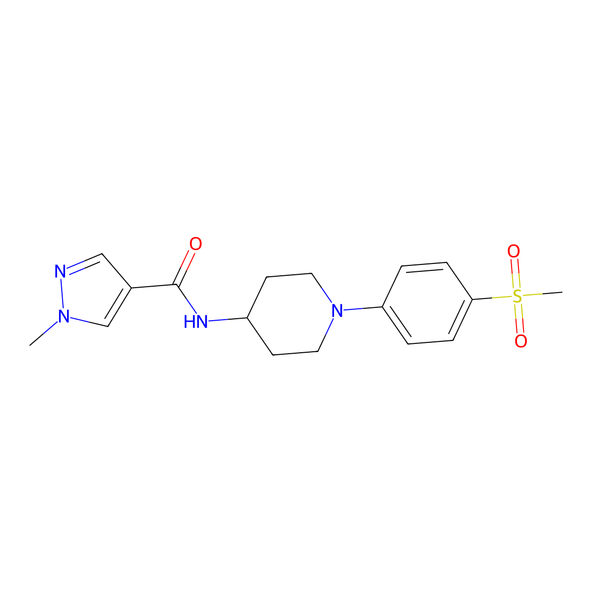 N-[1-(4-methanesulfonylphenyl)piperidin-4-yl]-1-methyl-1H-pyrazole-4-carboxamide molecular structure, CAS 3054563-45-7
