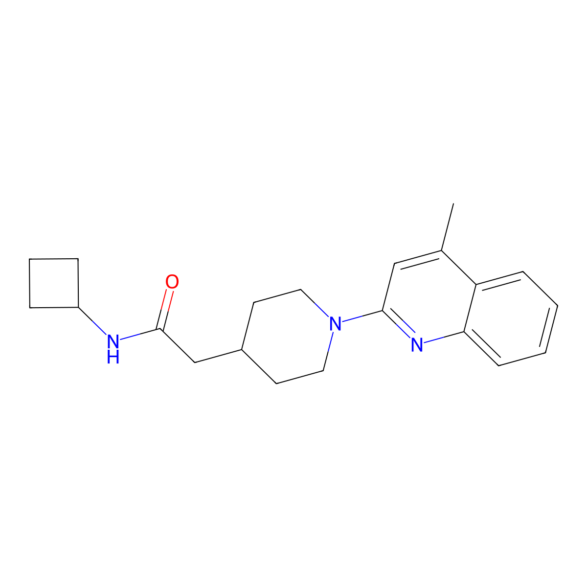 N-cyclobutyl-2-[1-(4-methylquinolin-2-yl)piperidin-4-yl]acetamide molecular structure, CAS 3054563-49-1