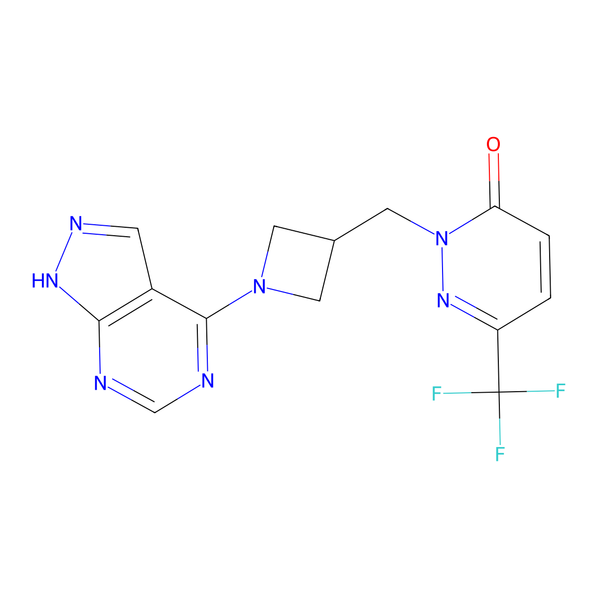 2-[(1-{1H-pyrazolo[3,4-d]pyrimidin-4-yl}azetidin-3-yl)methyl]-6-(trifluoromethyl)-2,3-dihydropyridazin-3-one molecular structure, CAS 3054563-57-1