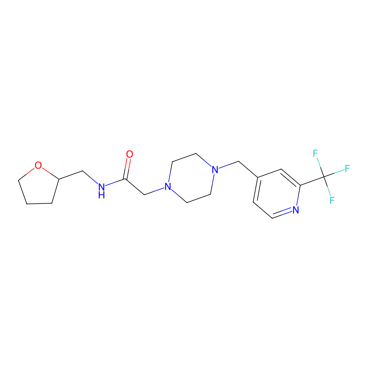 N-[(oxolan-2-yl)methyl]-2-(4-{[2-(trifluoromethyl)pyridin-4-yl]methyl}piperazin-1-yl)acetamide molecular structure, CAS 3054563-59-3