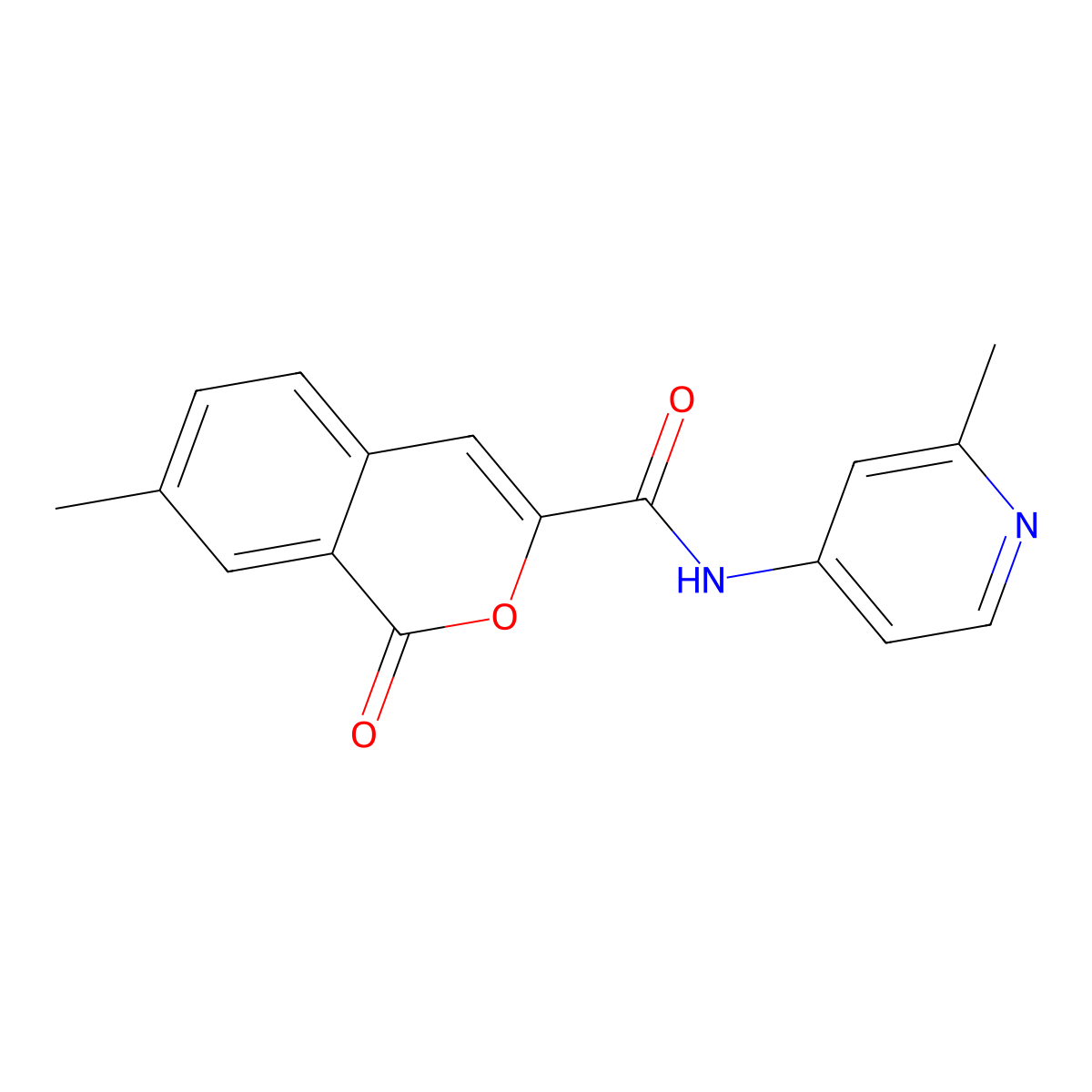 7-methyl-N-(2-methylpyridin-4-yl)-1-oxo-1H-isochromene-3-carboxamide molecular structure, CAS 3054563-61-7