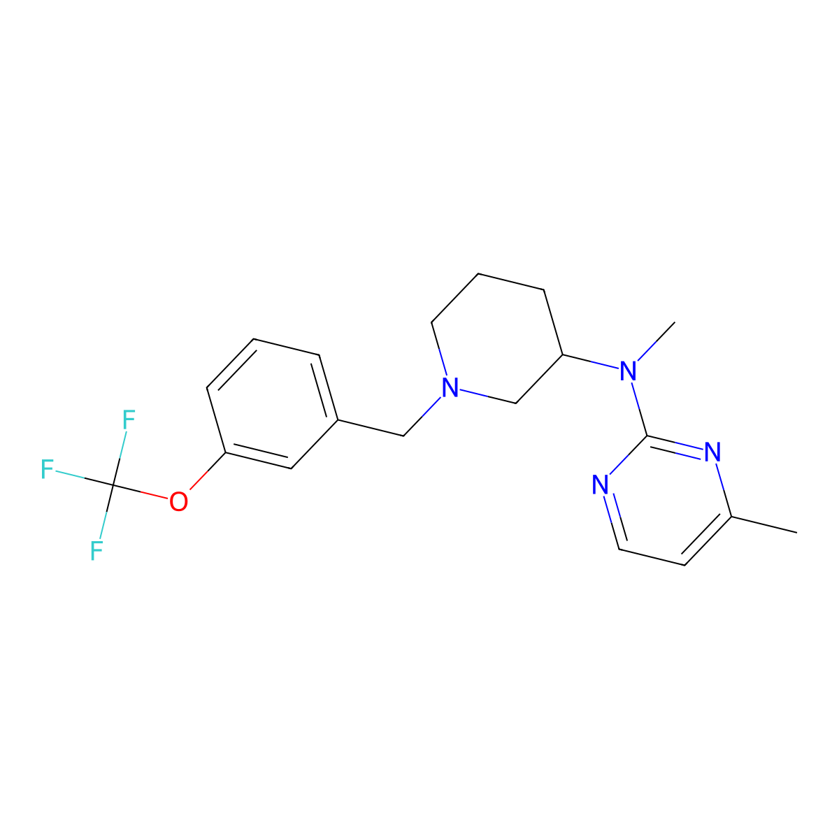N,4-dimethyl-N-(1-{[3-(trifluoromethoxy)phenyl]methyl}piperidin-3-yl)pyrimidin-2-amine molecular structure, CAS 3054563-65-1