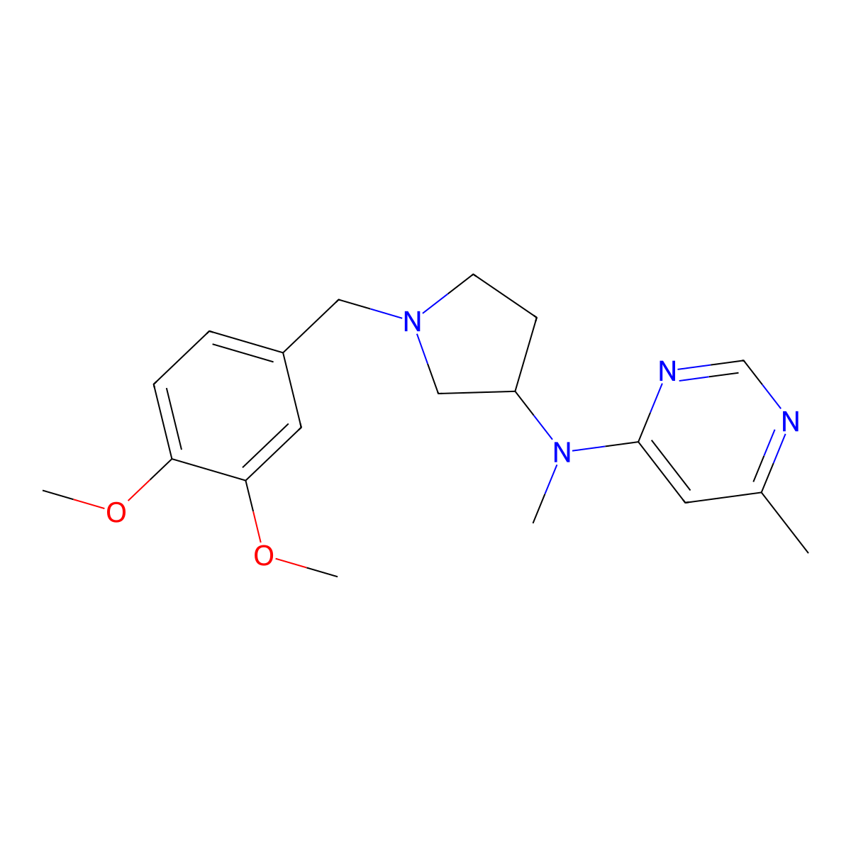 N-{1-[(3,4-dimethoxyphenyl)methyl]pyrrolidin-3-yl}-N,6-dimethylpyrimidin-4-amine molecular structure, CAS 3054563-70-8