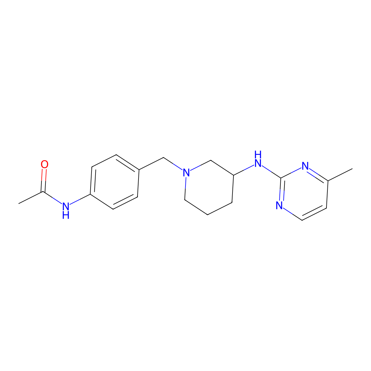 N-[4-({3-[(4-methylpyrimidin-2-yl)amino]piperidin-1-yl}methyl)phenyl]acetamide molecular structure, CAS 3054563-71-9