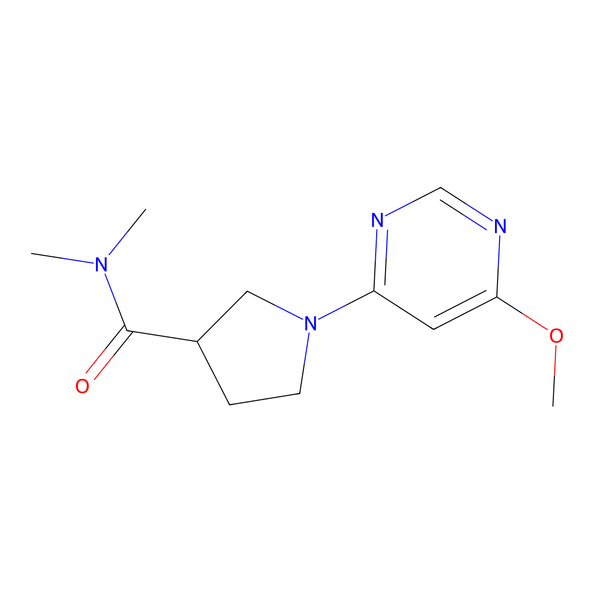 1-(6-methoxypyrimidin-4-yl)-N,N-dimethylpyrrolidine-3-carboxamide molecular structure, CAS 3054563-73-1
