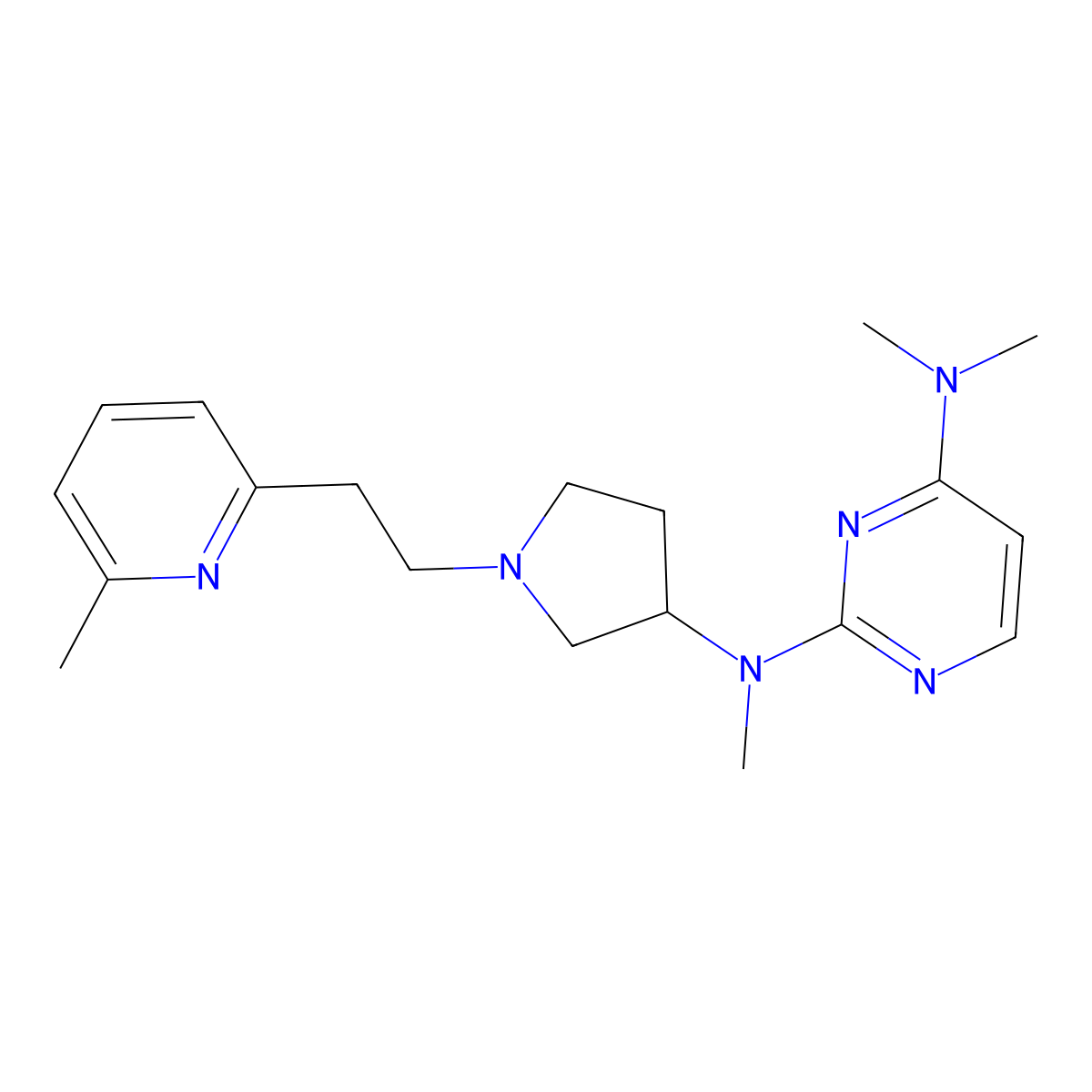 N2,N4,N4-trimethyl-N2-{1-[2-(6-methylpyridin-2-yl)ethyl]pyrrolidin-3-yl}pyrimidine-2,4-diamine molecular structure, CAS 3054563-78-6
