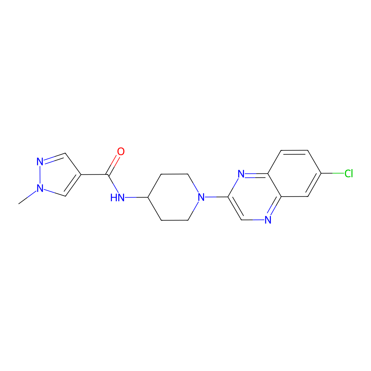 N-[1-(6-chloroquinoxalin-2-yl)piperidin-4-yl]-1-methyl-1H-pyrazole-4-carboxamide molecular structure, CAS 3054563-79-7