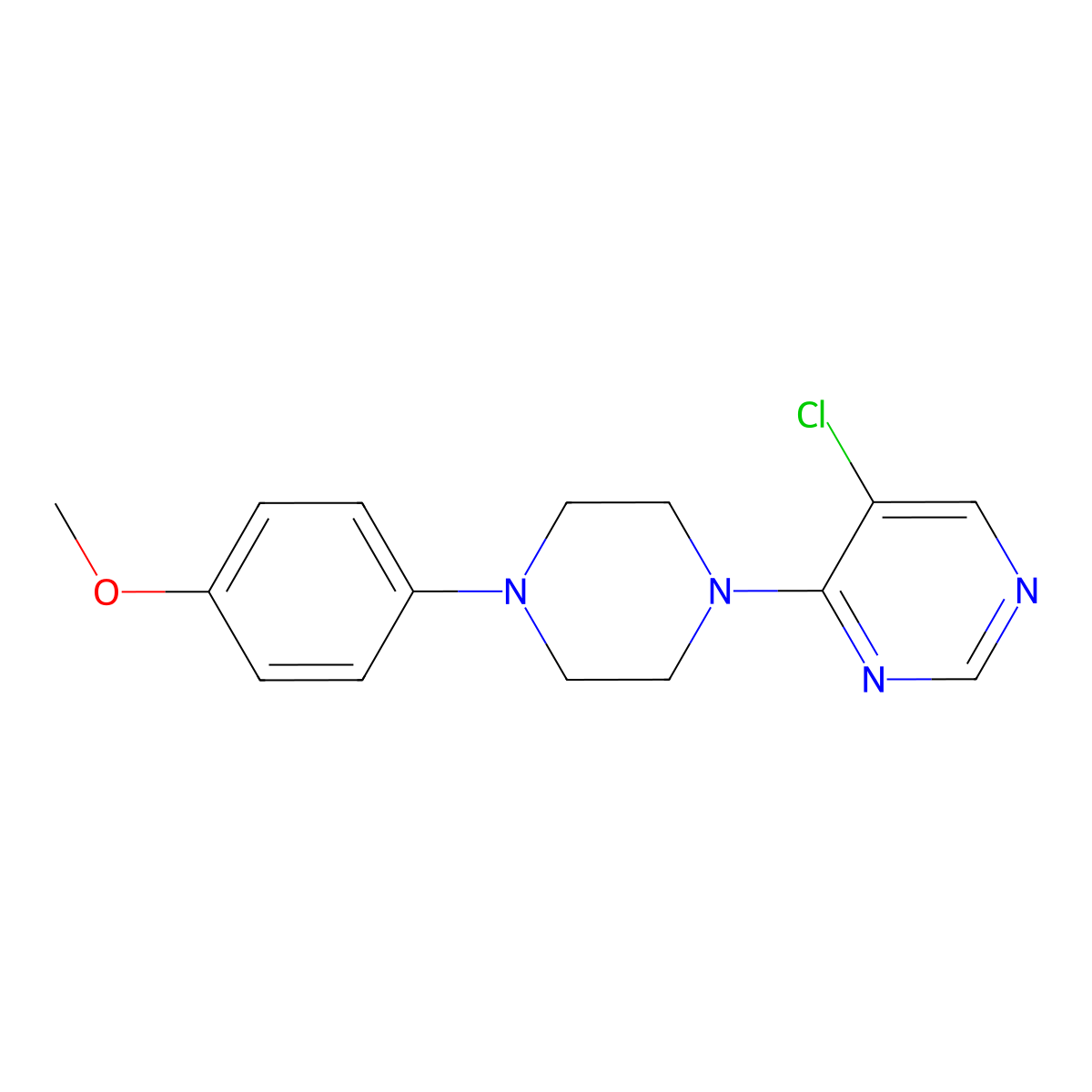 5-Chloro-4-[4-(4-methoxyphenyl)piperazin-1-yl]pyrimidine molecular structure, CAS 3054563-83-3