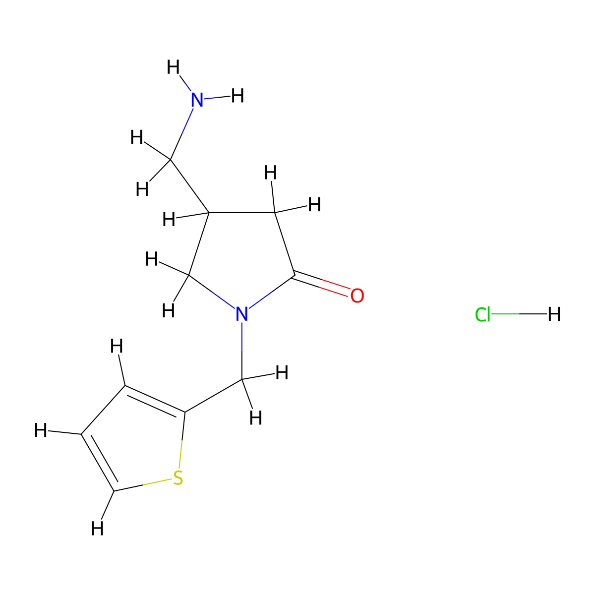 4-(Aminomethyl)-1-[(thiophen-2-yl)methyl]pyrrolidin-2-one hydrochloride molecular structure, CAS 3054563-85-5