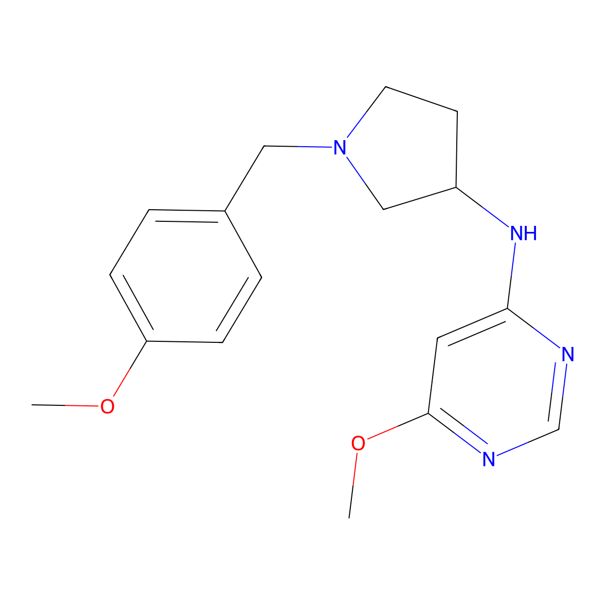 6-methoxy-N-{1-[(4-methoxyphenyl)methyl]pyrrolidin-3-yl}pyrimidin-4-amine molecular structure, CAS 3054563-86-6