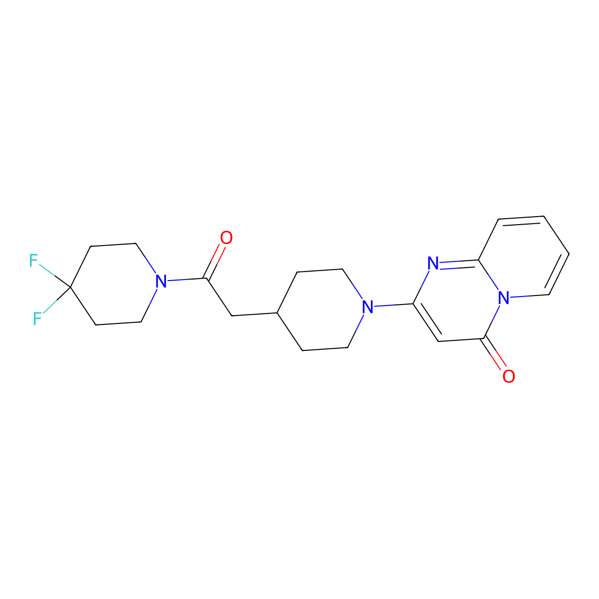 2-{4-[2-(4,4-difluoropiperidin-1-yl)-2-oxoethyl]piperidin-1-yl}-4H-pyrido[1,2-a]pyrimidin-4-one molecular structure, CAS 3054563-93-5