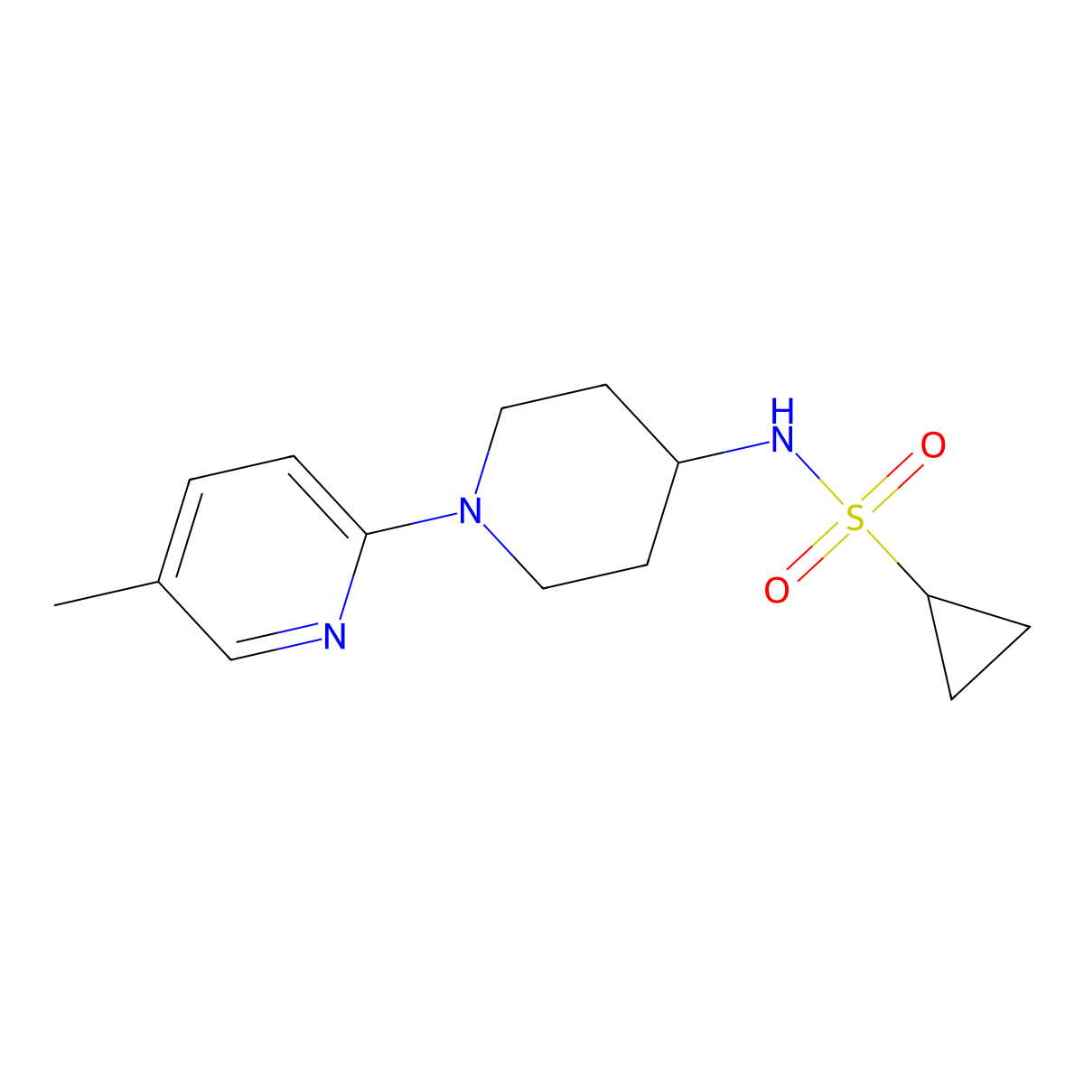 N-[1-(5-methylpyridin-2-yl)piperidin-4-yl]cyclopropanesulfonamide molecular structure, CAS 3054564-02-9