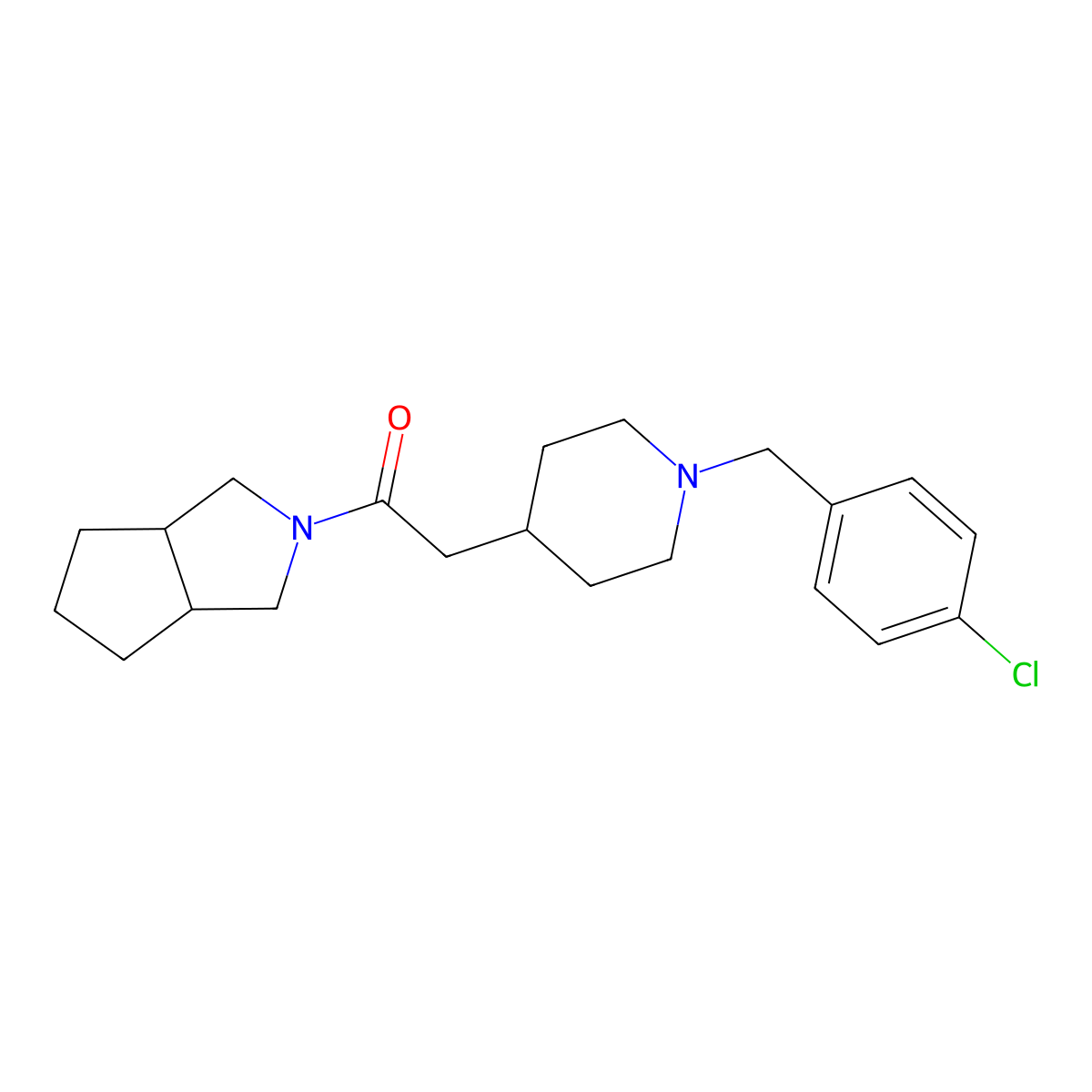 2-{1-[(4-Chlorophenyl)methyl]piperidin-4-yl}-1-{octahydrocyclopenta[c]pyrrol-2-yl}ethan-1-one molecular structure, CAS 3054564-04-1