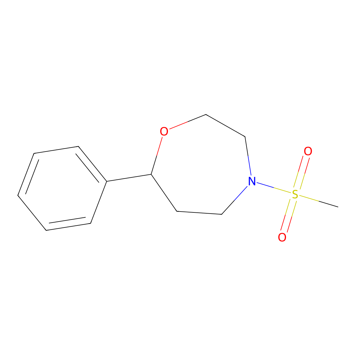 4-Methanesulfonyl-7-phenyl-1,4-oxazepane molecular structure, CAS 3054564-11-0