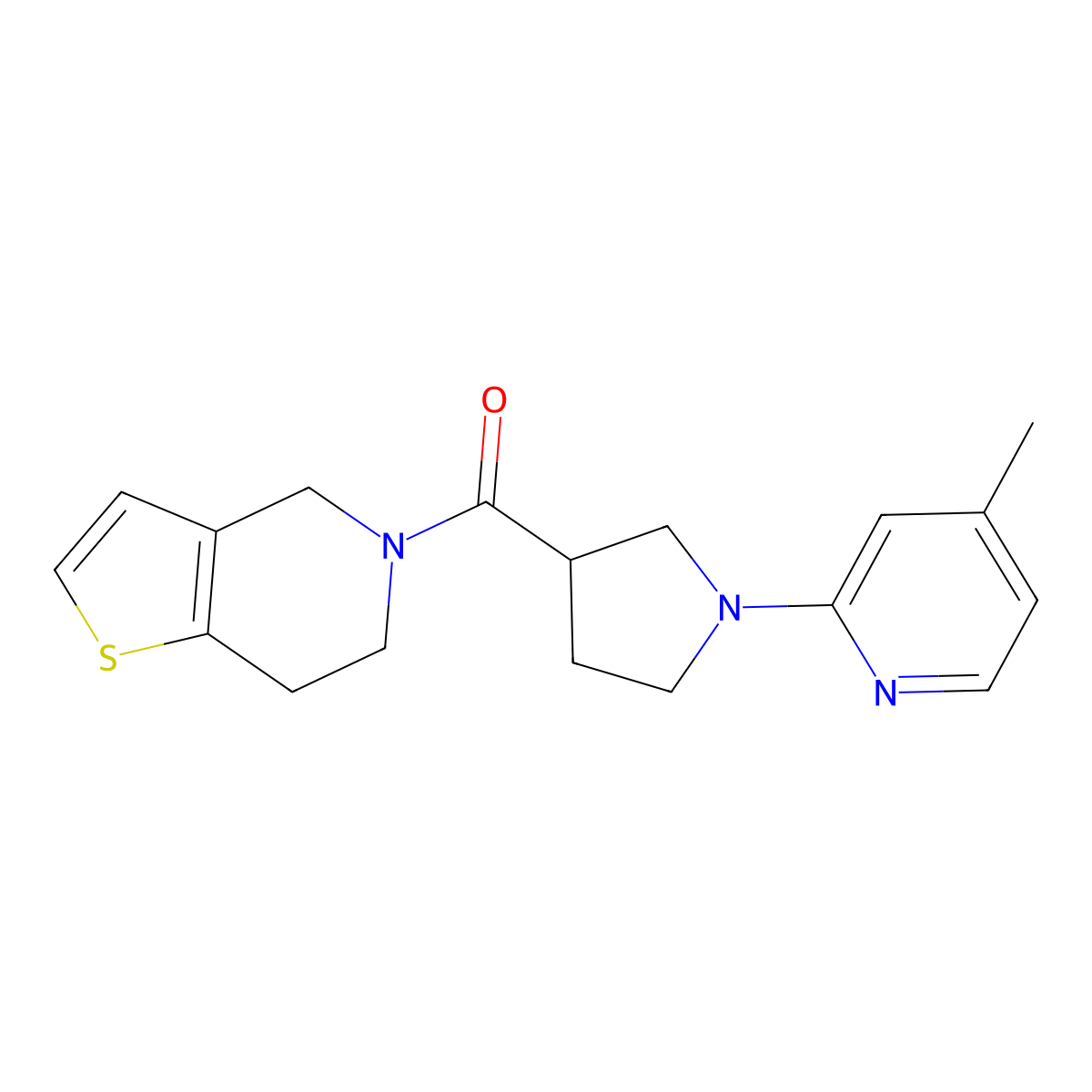 4-methyl-2-(3-{4H,5H,6H,7H-thieno[3,2-c]pyridine-5-carbonyl}pyrrolidin-1-yl)pyridine molecular structure, CAS 3054564-13-2
