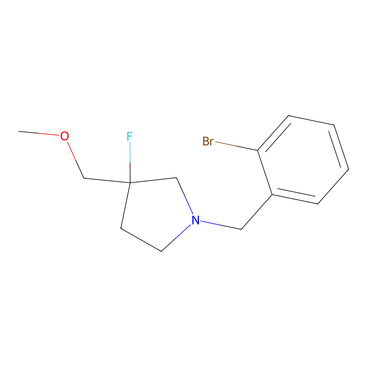 1-[(2-Bromophenyl)methyl]-3-fluoro-3-(methoxymethyl)pyrrolidine molecular structure, CAS 3054564-16-5