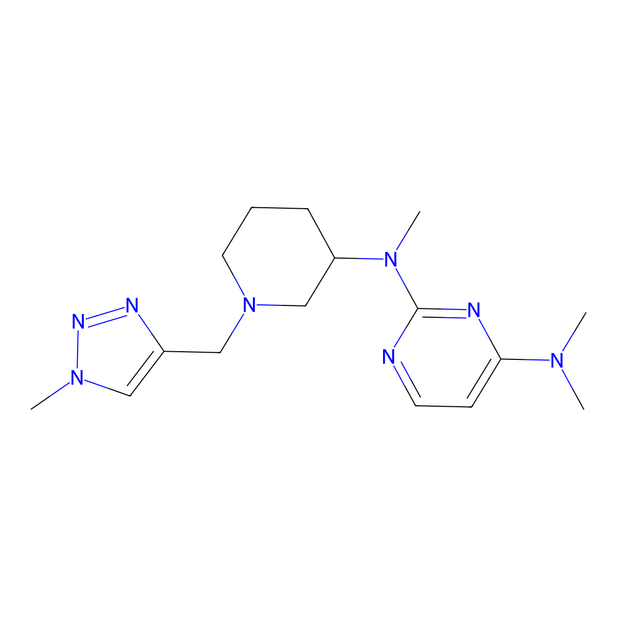 N2,N4,N4-trimethyl-N2-{1-[(1-methyl-1H-1,2,3-triazol-4-yl)methyl]piperidin-3-yl}pyrimidine-2,4-diamine molecular structure, CAS 3054564-18-7