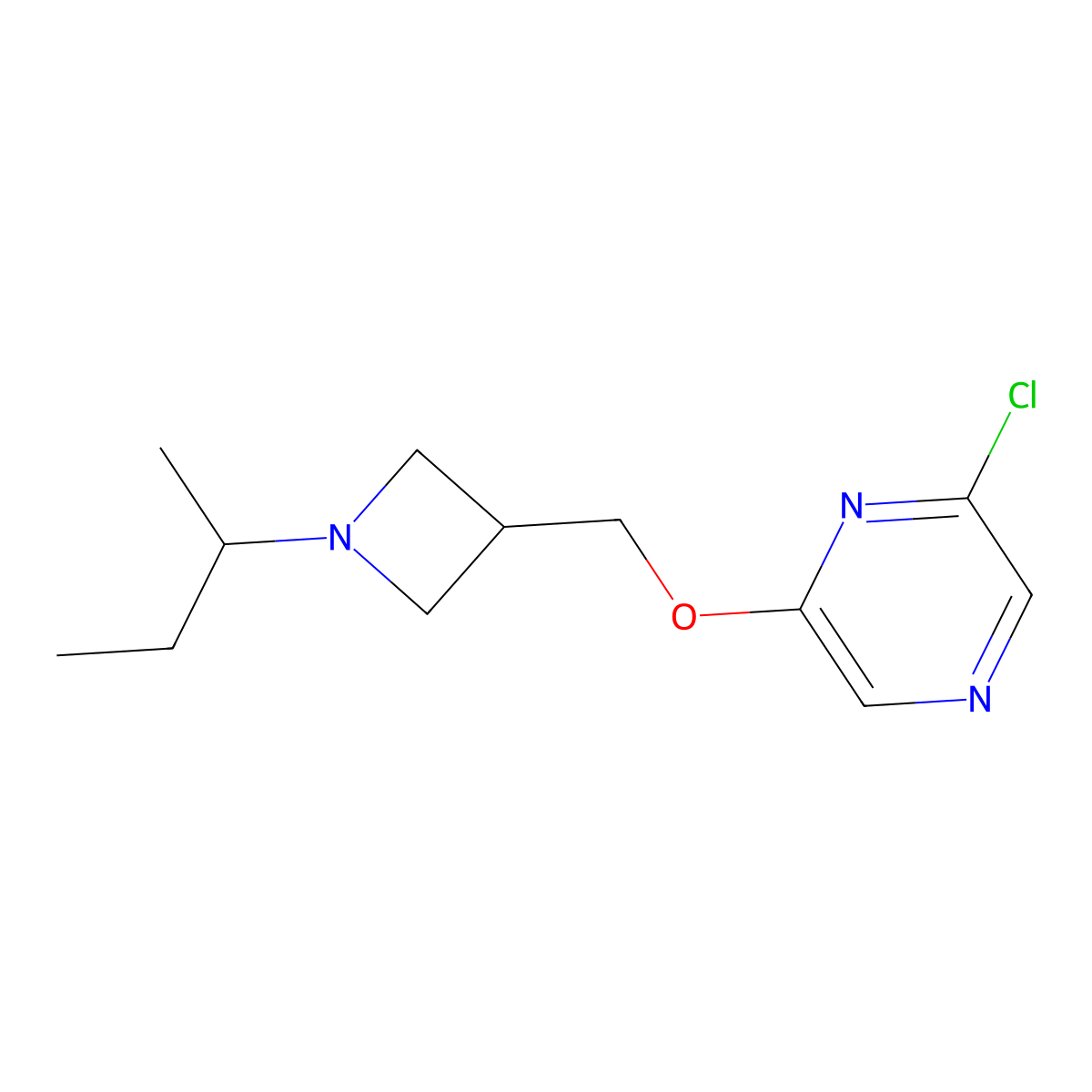 2-[(1-Butan-2-ylazetidin-3-yl)methoxy]-6-chloropyrazine molecular structure, CAS 3054564-21-2