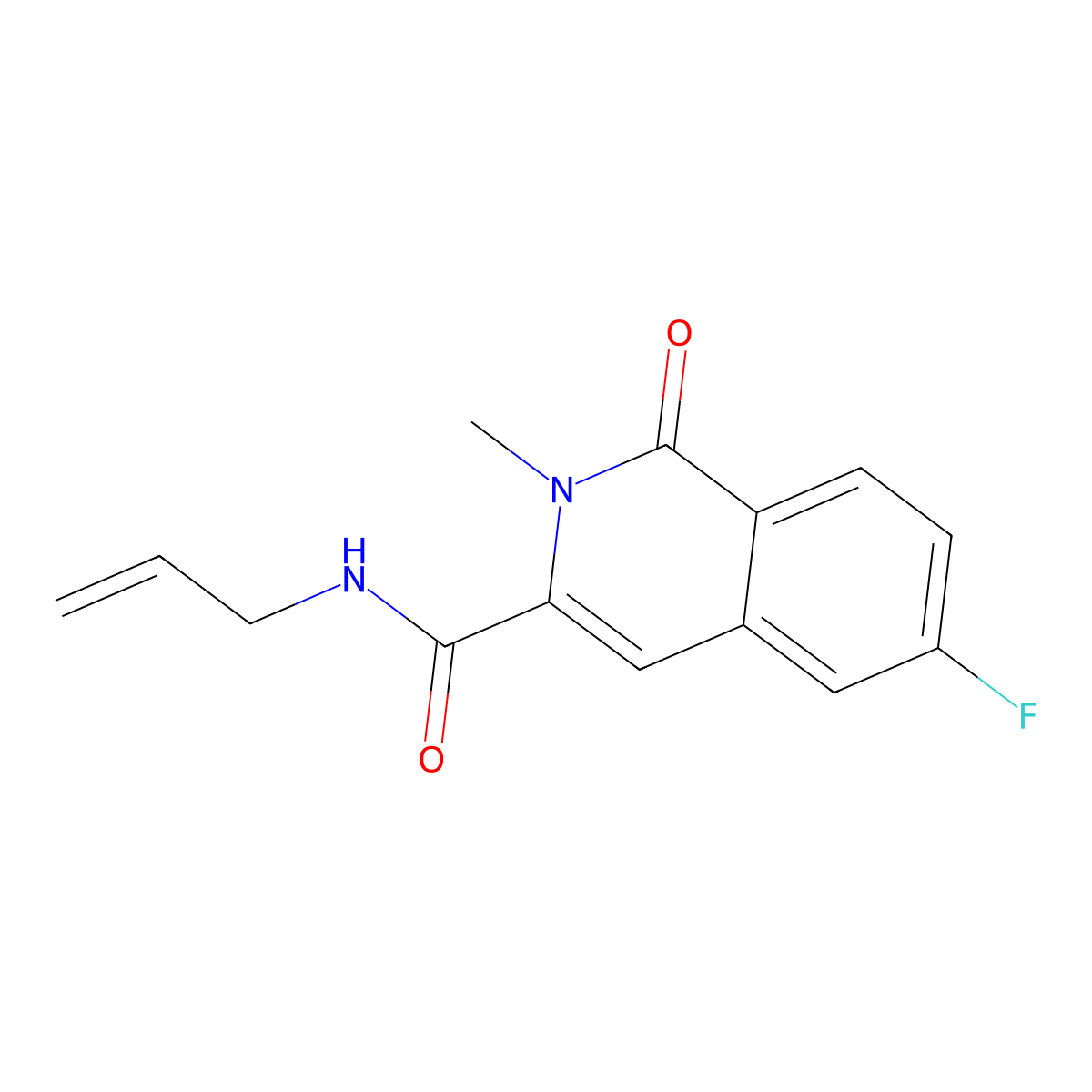 6-fluoro-2-methyl-1-oxo-N-(prop-2-en-1-yl)-1,2-dihydroisoquinoline-3-carboxamide molecular structure, CAS 3054564-22-3