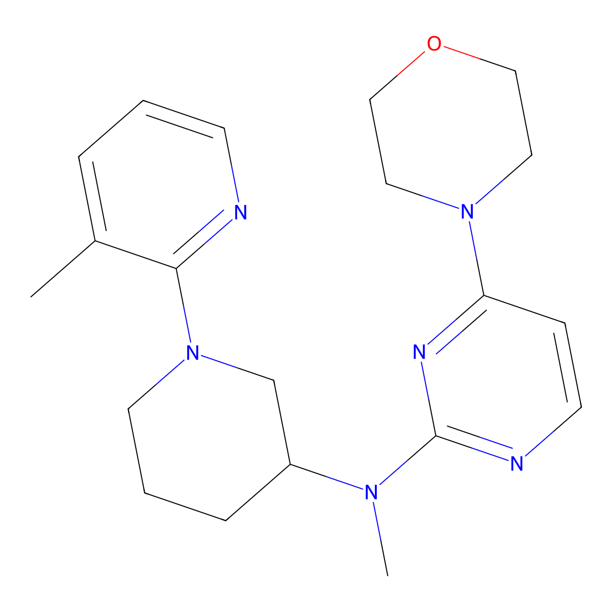 N-methyl-N-[1-(3-methylpyridin-2-yl)piperidin-3-yl]-4-(morpholin-4-yl)pyrimidin-2-amine molecular structure, CAS 3054564-28-9