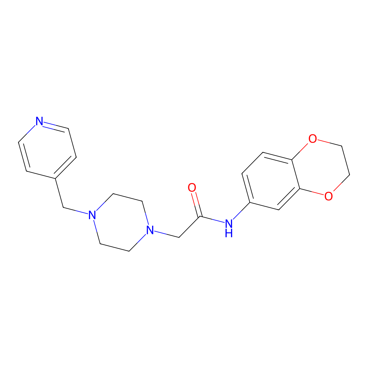 N-(2,3-dihydro-1,4-benzodioxin-6-yl)-2-{4-[(pyridin-4-yl)methyl]piperazin-1-yl}acetamide molecular structure, CAS 3054564-30-3
