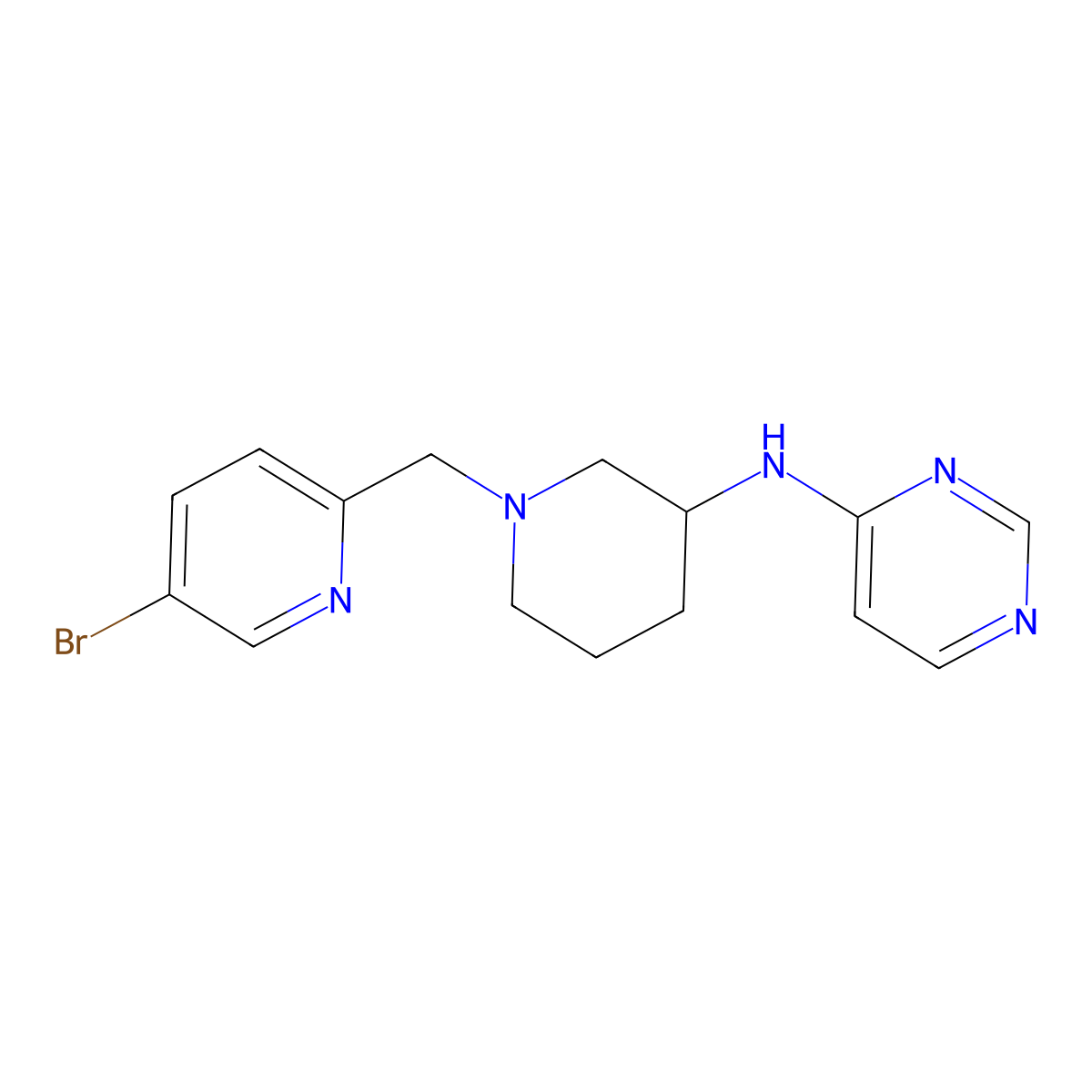 N-{1-[(5-bromopyridin-2-yl)methyl]piperidin-3-yl}pyrimidin-4-amine molecular structure, CAS 3054564-35-8