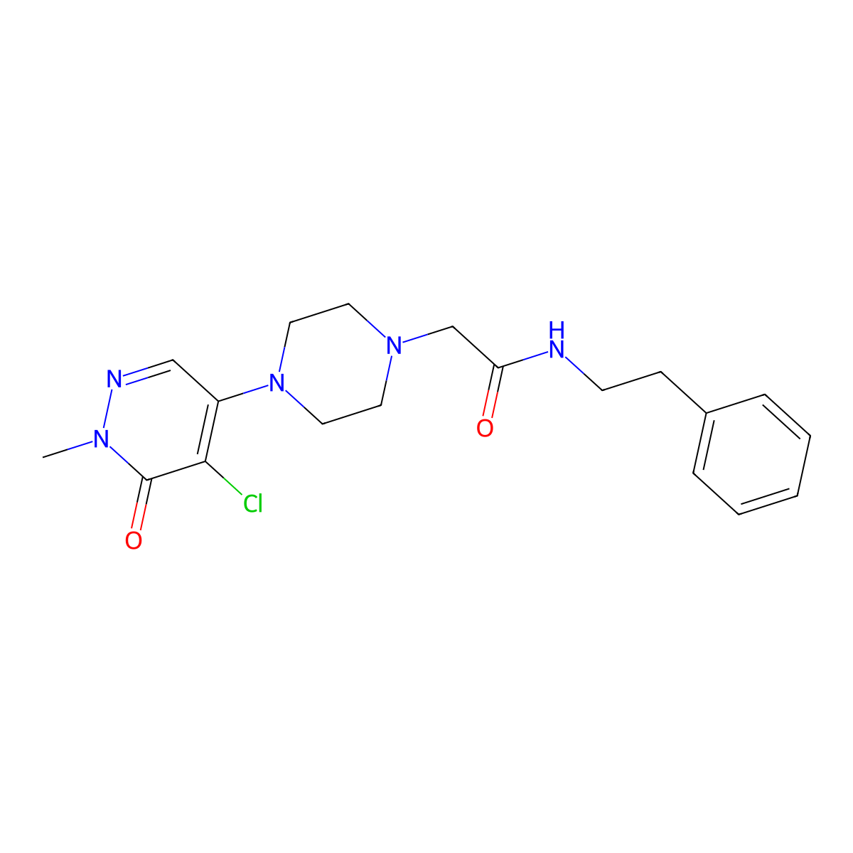 2-[4-(5-chloro-1-methyl-6-oxopyridazin-4-yl)piperazin-1-yl]-N-(2-phenylethyl)acetamide molecular structure, CAS 3054564-37-0