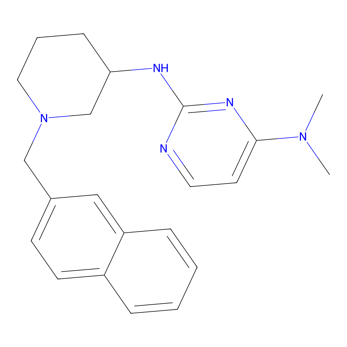 4-N,4-N-dimethyl-2-N-[1-(naphthalen-2-ylmethyl)piperidin-3-yl]pyrimidine-2,4-diamine molecular structure, CAS 3054564-38-1