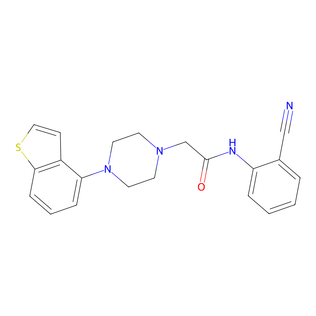 2-[4-(1-benzothiophen-4-yl)piperazin-1-yl]-N-(2-cyanophenyl)acetamide molecular structure, CAS 3054564-41-6
