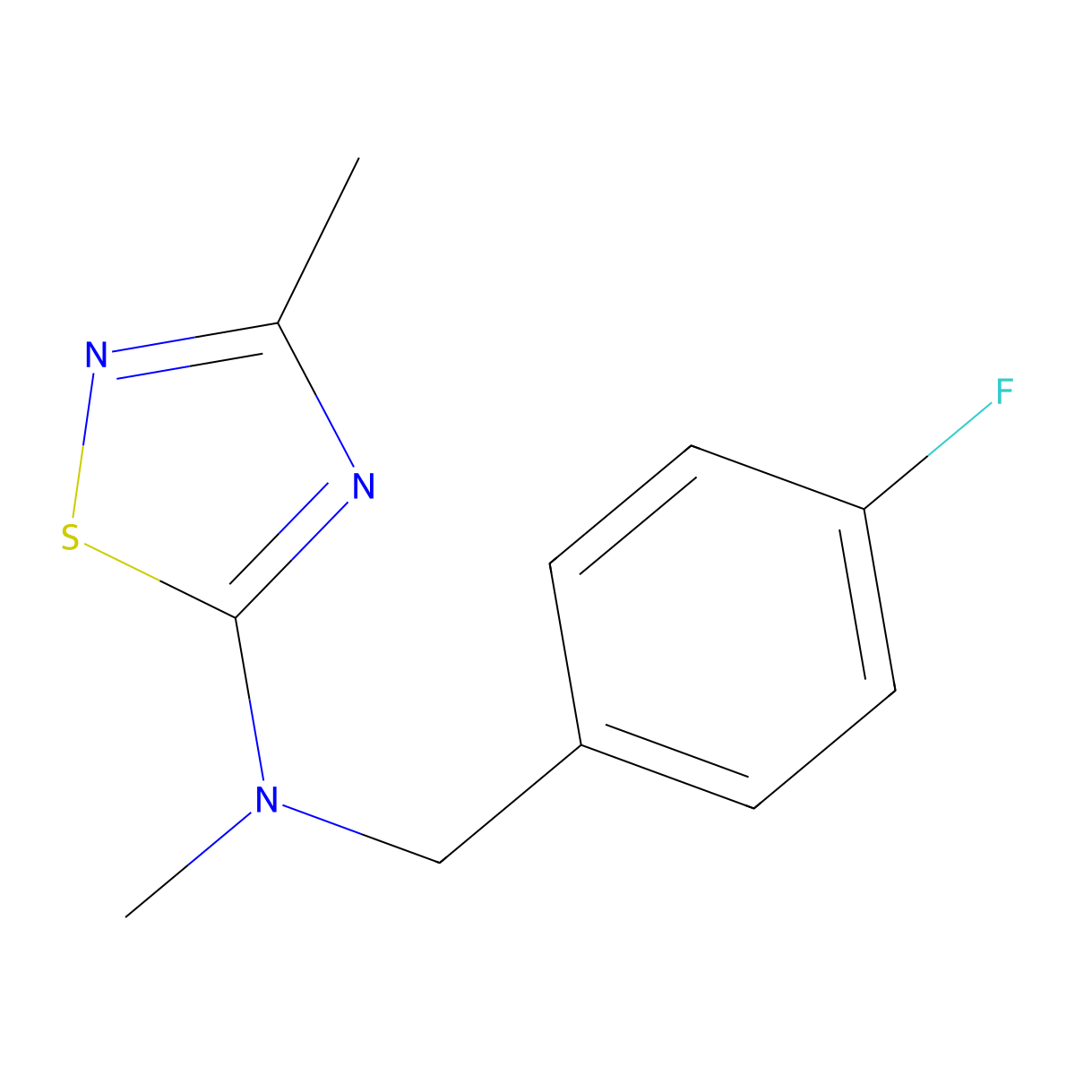 N-[(4-fluorophenyl)methyl]-N,3-dimethyl-1,2,4-thiadiazol-5-amine molecular structure, CAS 3054564-43-8