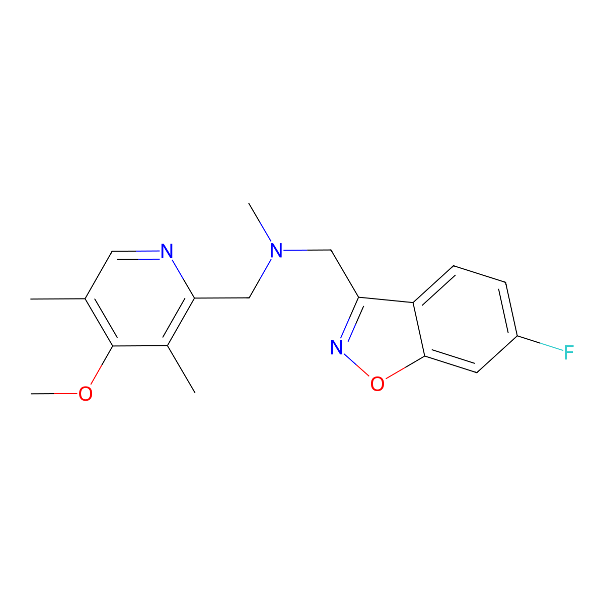[(6-Fluoro-1,2-benzoxazol-3-yl)methyl][(4-methoxy-3,5-dimethylpyridin-2-yl)methyl]methylamine molecular structure, CAS 3054564-47-2