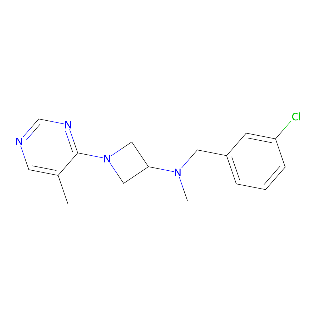 N-[(3-chlorophenyl)methyl]-N-methyl-1-(5-methylpyrimidin-4-yl)azetidin-3-amine molecular structure, CAS 3054564-49-4