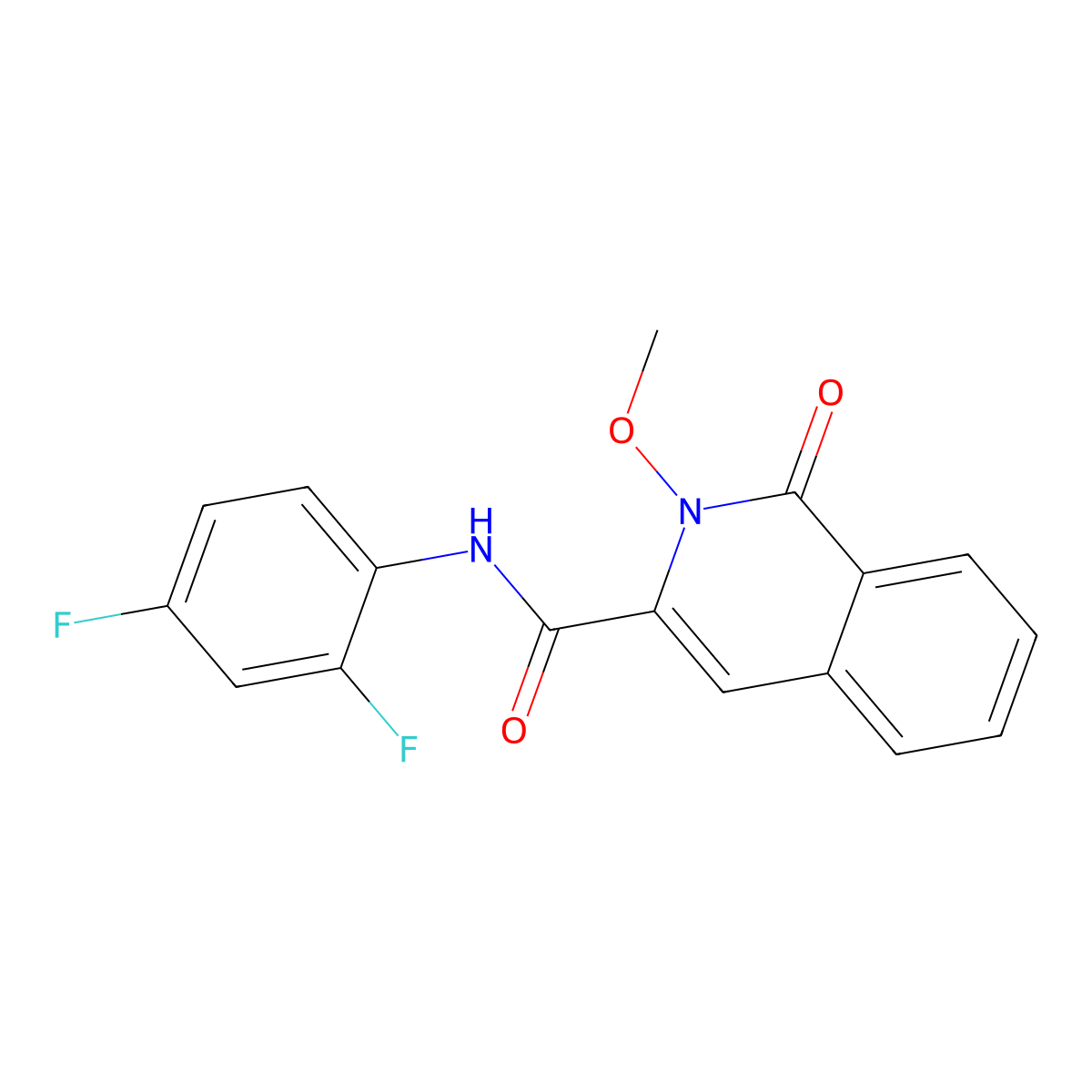 N-(2,4-difluorophenyl)-2-methoxy-1-oxo-1,2-dihydroisoquinoline-3-carboxamide molecular structure, CAS 3054564-55-2