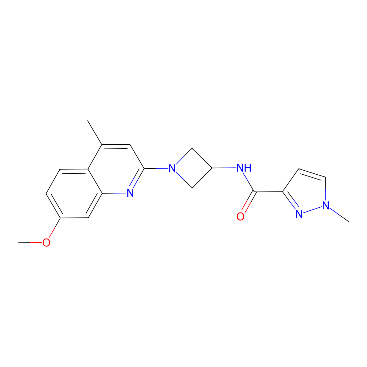 N-[1-(7-methoxy-4-methylquinolin-2-yl)azetidin-3-yl]-1-methyl-1H-pyrazole-3-carboxamide molecular structure, CAS 3054564-58-5