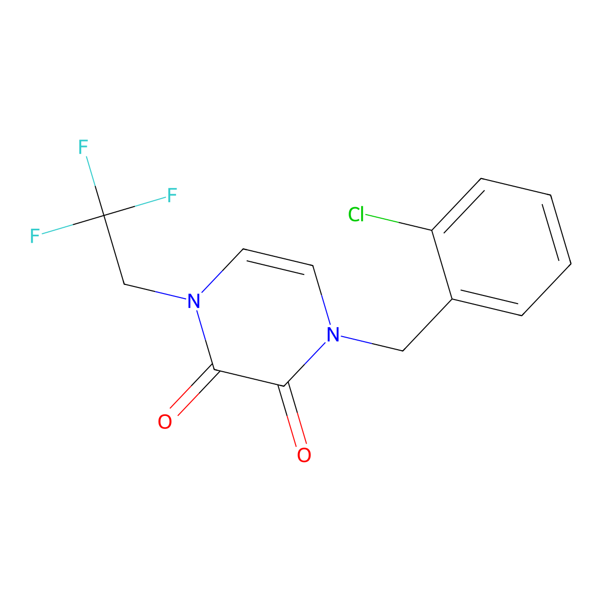 1-[(2-Chlorophenyl)methyl]-4-(2,2,2-trifluoroethyl)-1,2,3,4-tetrahydropyrazine-2,3-dione molecular structure, CAS 3054564-63-2
