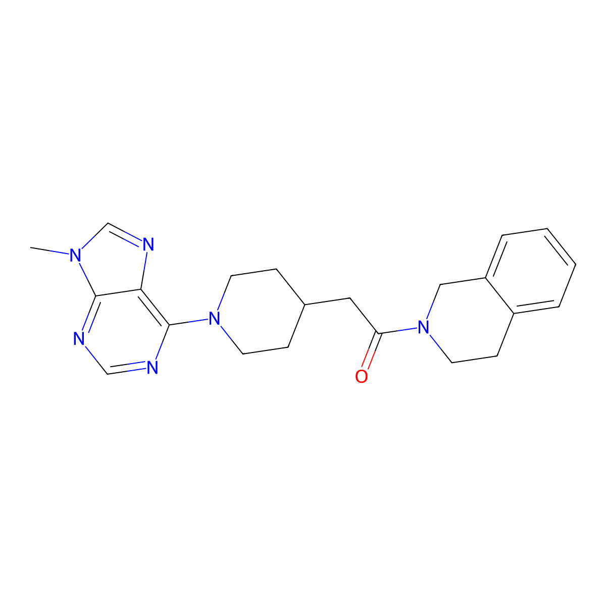 2-[1-(9-methyl-9H-purin-6-yl)piperidin-4-yl]-1-(1,2,3,4-tetrahydroisoquinolin-2-yl)ethan-1-one molecular structure, CAS 3054564-86-9