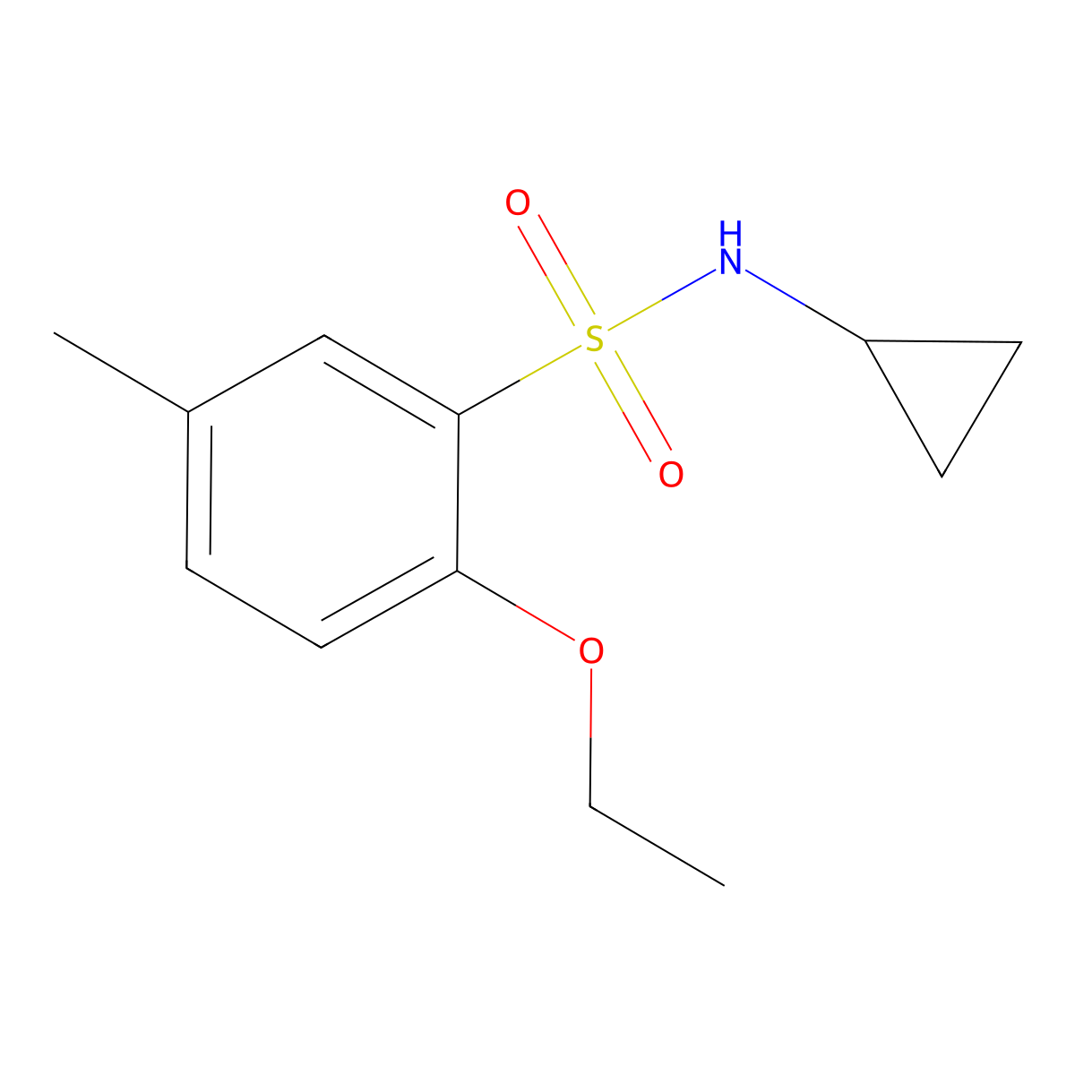 N-cyclopropyl-2-ethoxy-5-methylbenzene-1-sulfonamide molecular structure, CAS 3054564-87-0