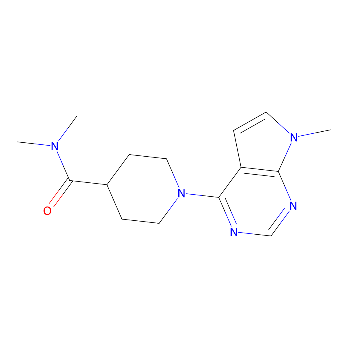 N,N-dimethyl-1-{7-methyl-7H-pyrrolo[2,3-d]pyrimidin-4-yl}piperidine-4-carboxamide molecular structure, CAS 3054564-89-2
