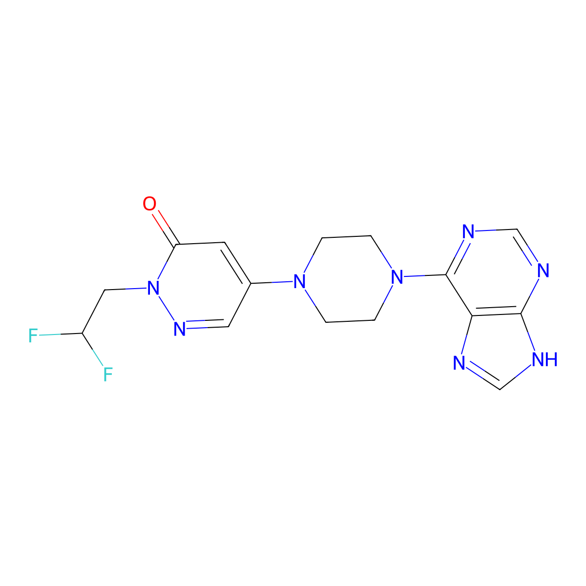 2-(2,2-difluoroethyl)-5-[4-(9H-purin-6-yl)piperazin-1-yl]-2,3-dihydropyridazin-3-one molecular structure, CAS 3054564-90-5